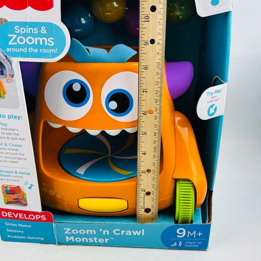 Fisher Price Zoom n Crawl Monster Baby Toy Musical Ball Spinner Songs Sounds